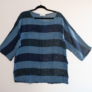 Simply Couture Blue striped Italy Cotton L/XL womens top